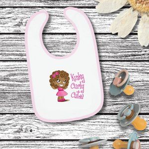 Karamel Kinky Curly Cutie Baby Contrast Trim Jersey Bib